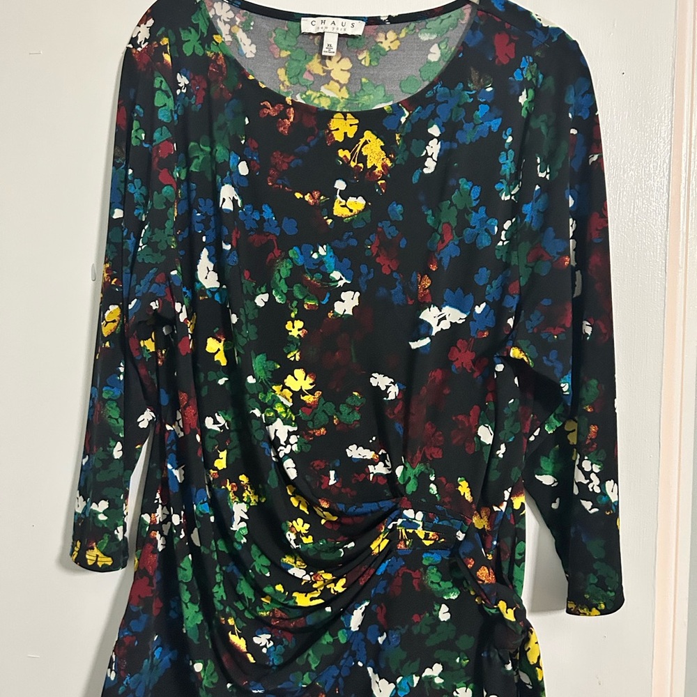 Chaus Multicolor Top with Wrap/Tie - XL